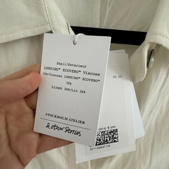 NWT & Other Stories Stockholm Atelier | Shell Button Shirt Midi Dress White - Picture 8 of 10